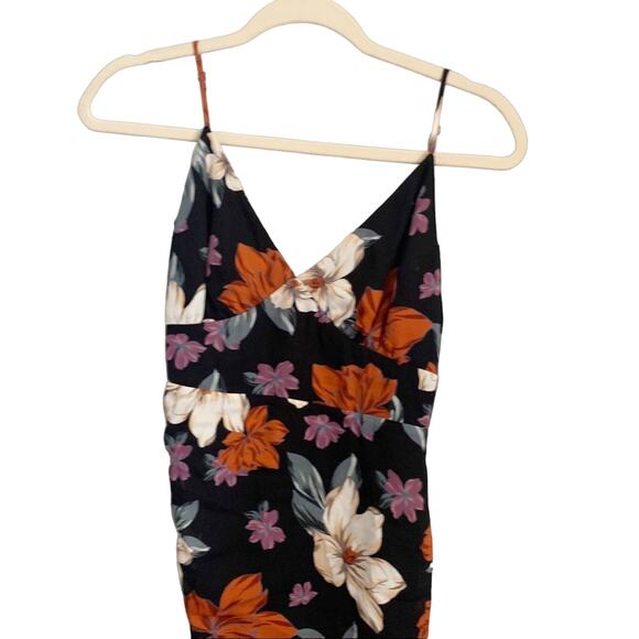 Nicholas Asymmetric Ruched Silk Chiffon Midi Slip Dress 4 Black NEW - Picture 3 of 9